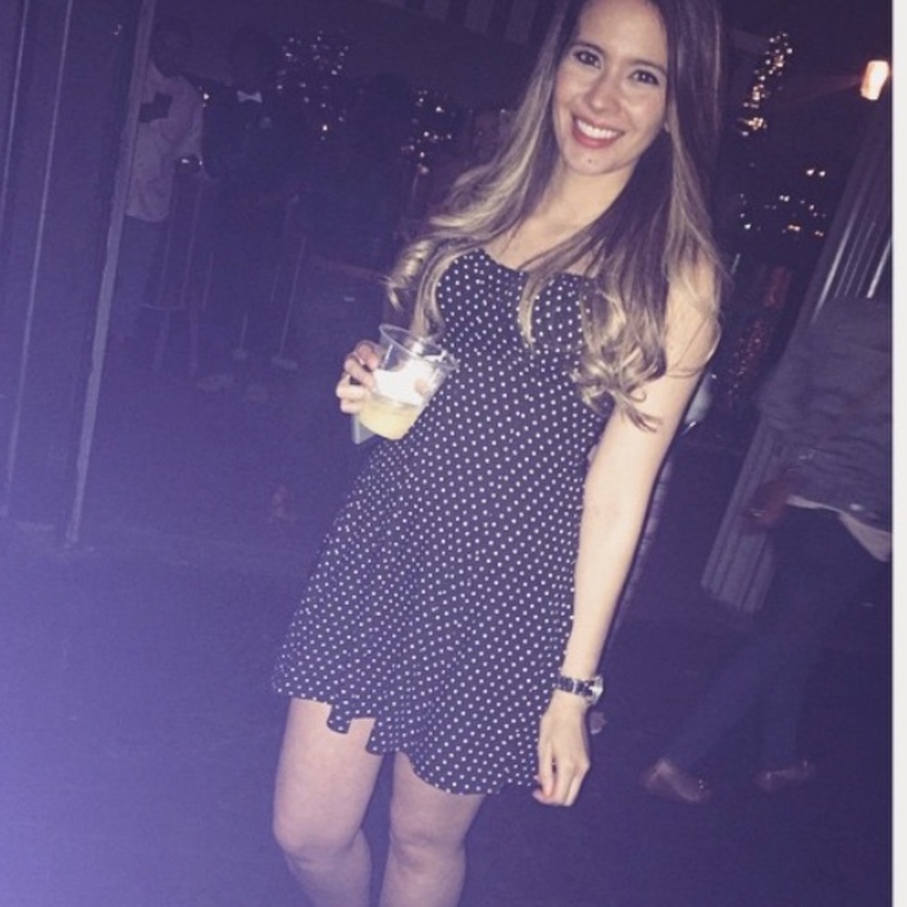 Black polka dot dress